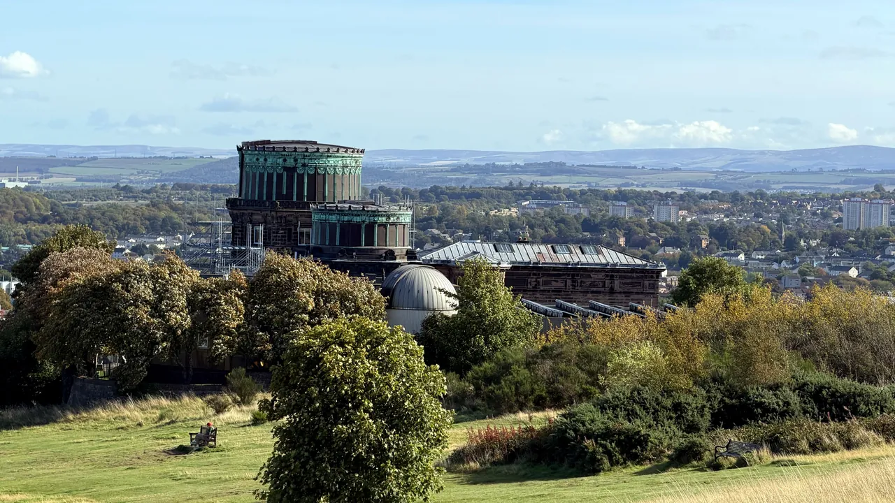 The Royal Observatory on Blackford Hill, with the city spread out beyond